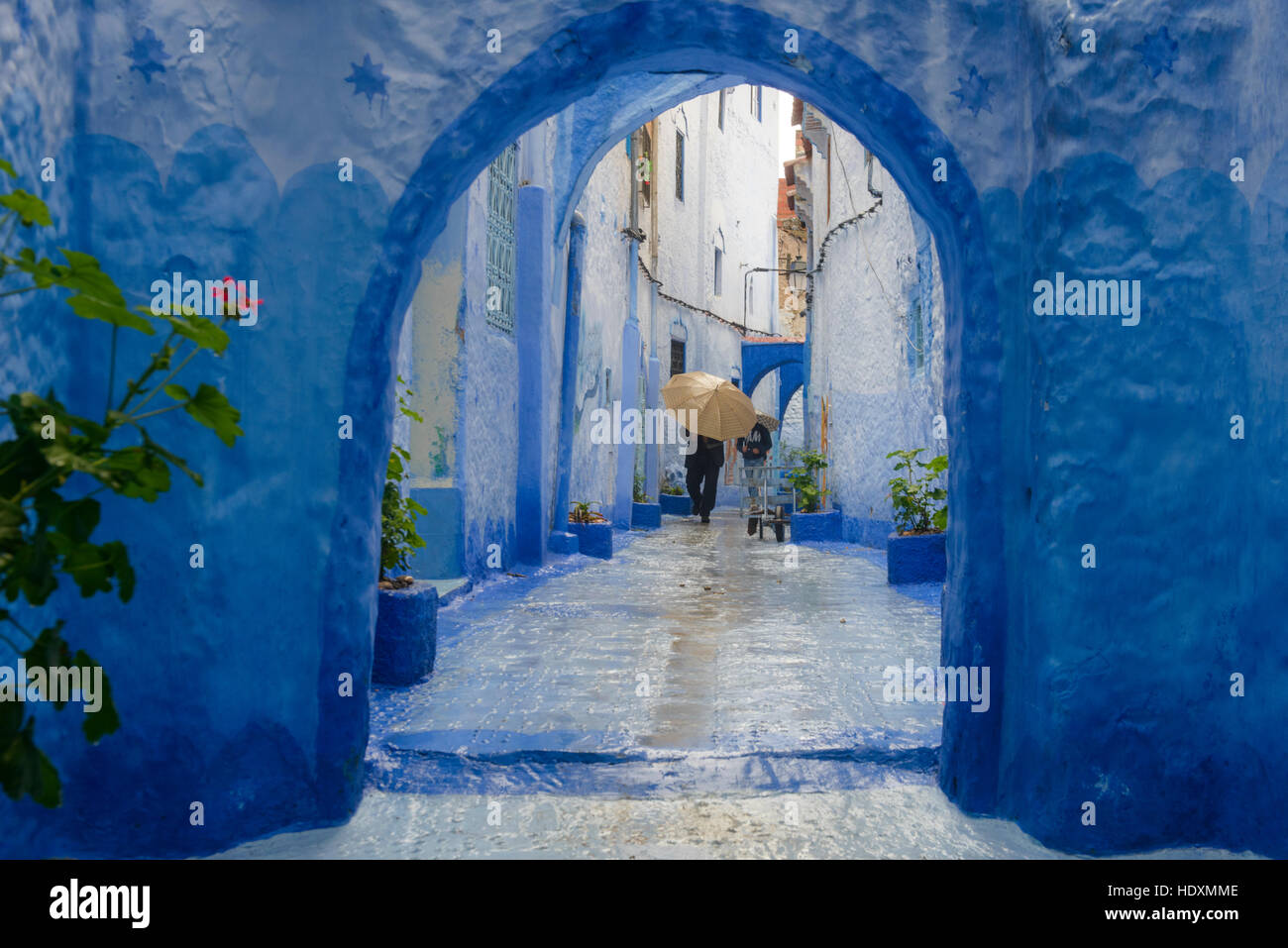 Le strade e i vicoli della medina di Chefchaouen, Marocco Foto Stock