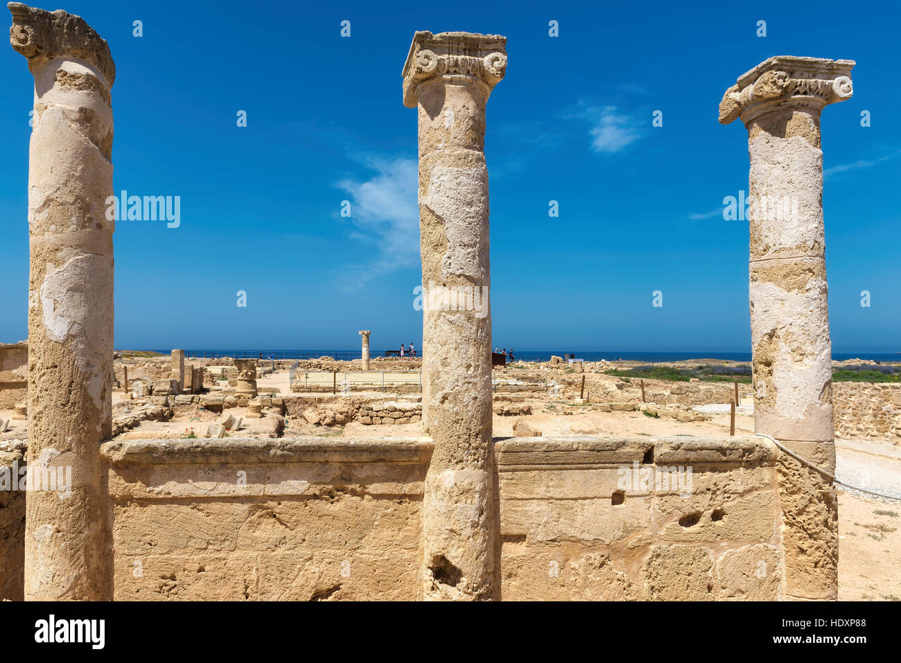 Colonne antiche a Paphos parco archeologico. Cipro. Foto Stock