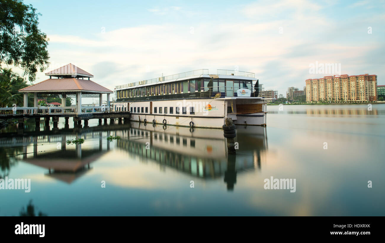 Il molo, palazzo Bolgatty Kochi, Kerala, India Foto Stock