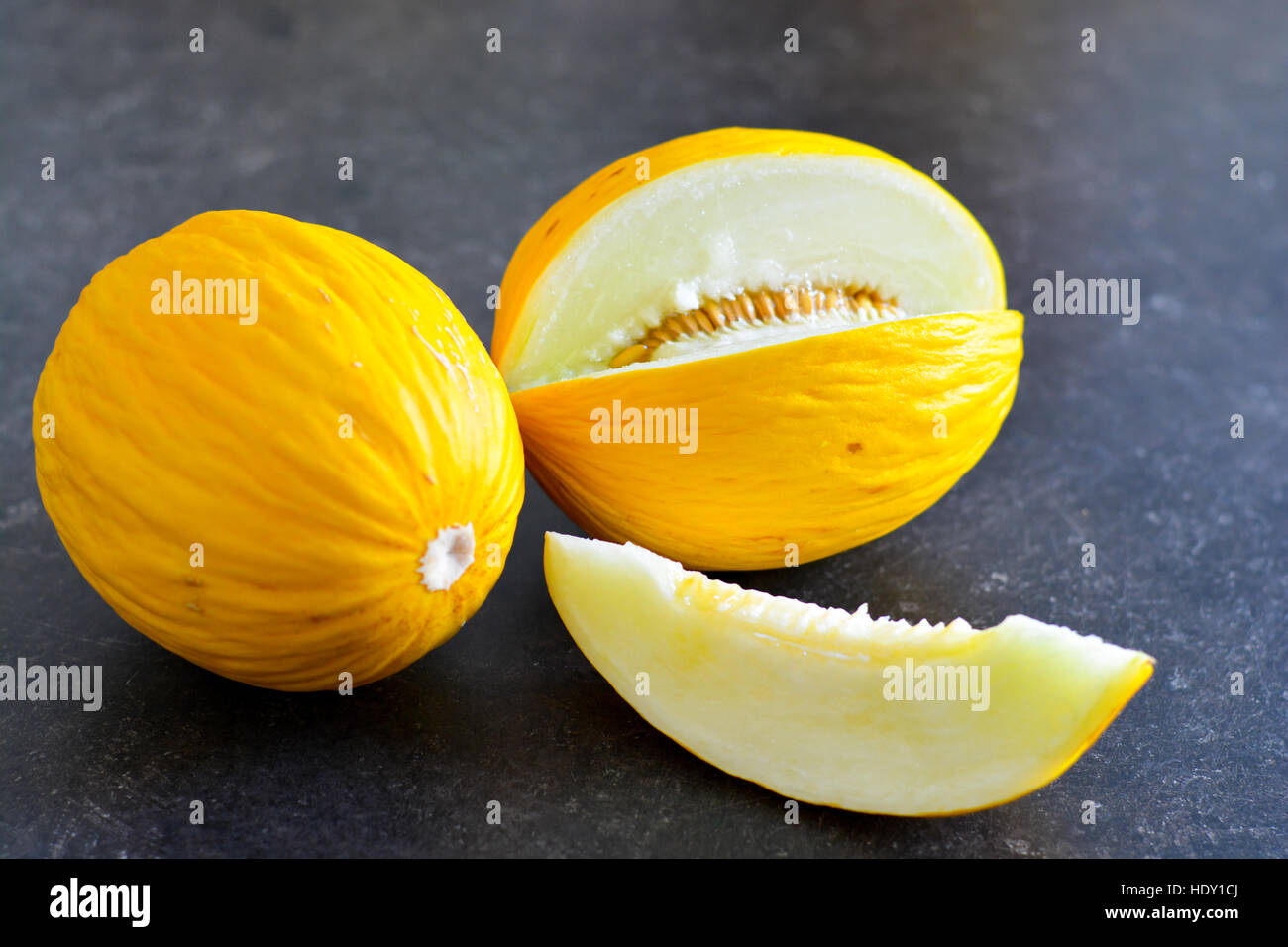 Melone Honeydew con slice Foto Stock