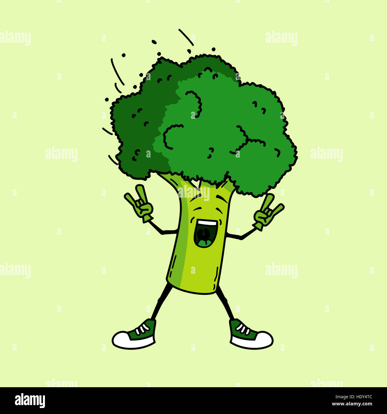 Rocce di broccoli. Cool cartoon vegetale Foto Stock