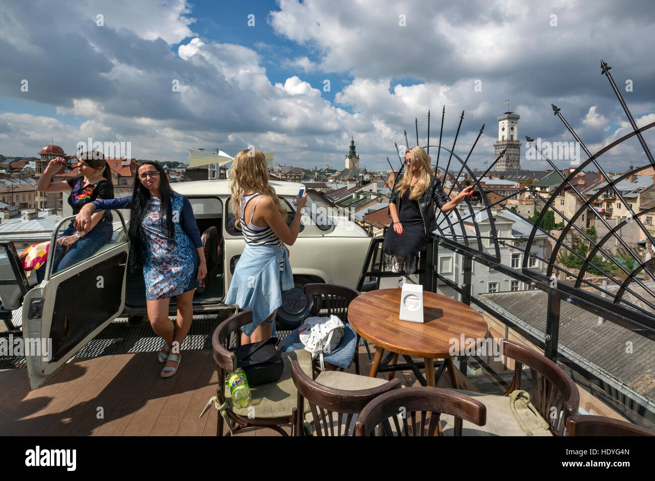 Vista della casa di leggende di Lviv, Ucraina Foto Stock