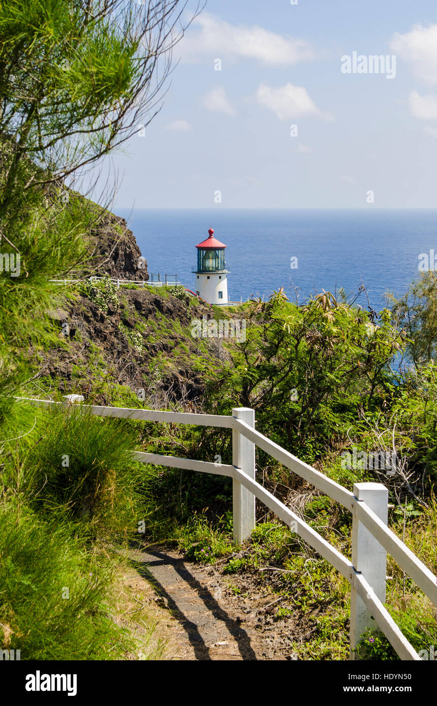 Makapu'u Point Lighthouse, Oahu, Hawaii. Foto Stock