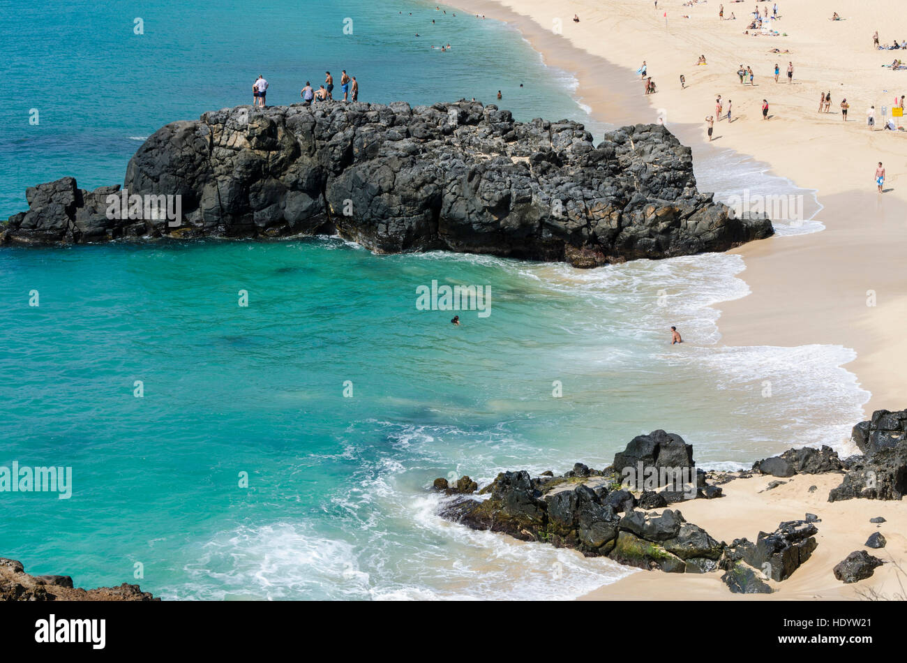 Waimea Bay Beach Park, North Shore Oahu, Hawaii. Foto Stock