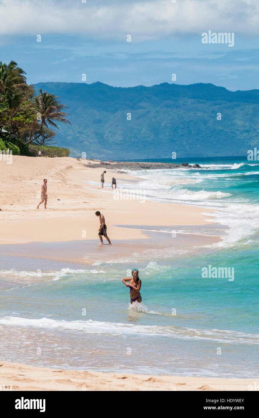 Sunset Beach, North Shore Oahu, Hawaii. Foto Stock