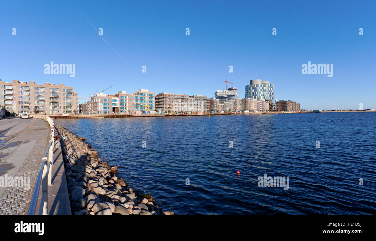 La nuova ed eccitante attraente zona residenziale e blocco ufficio trimestre, Sandkaj Brygge, Nordhavn, il nord del porto di Copenhagen. Torri di Portland. Foto Stock
