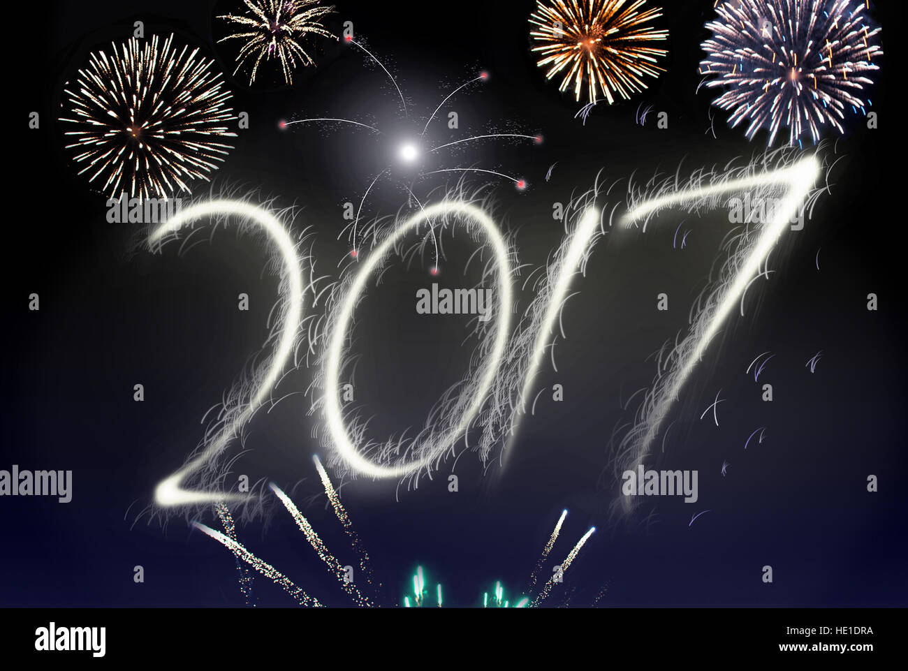 2017 Capodanno fuochi d'artificio Foto Stock