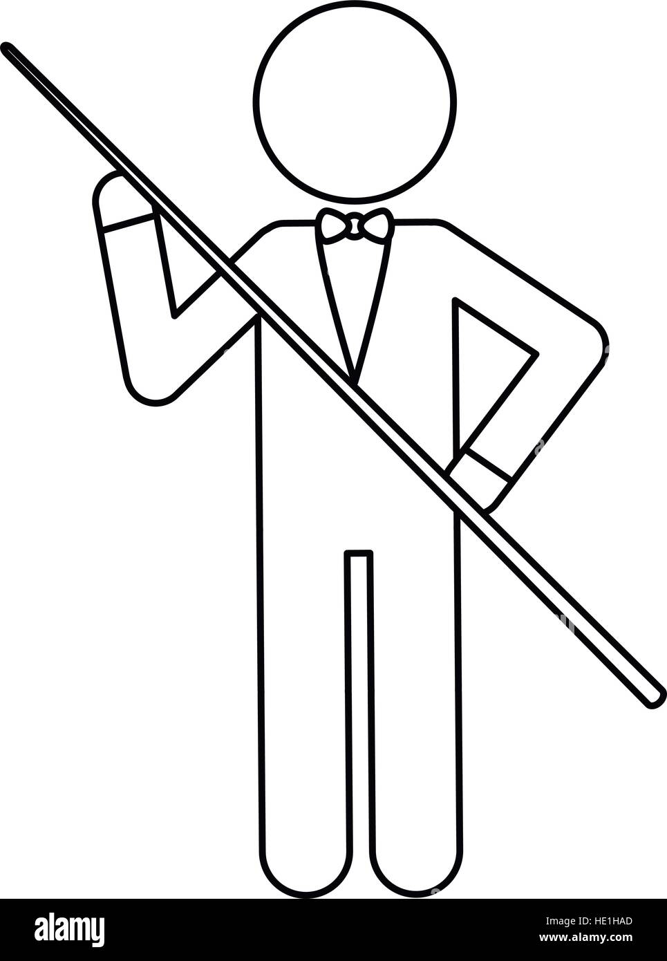 Personaggio giocatore di biliardo ouline di prua Illustrazione Vettoriale