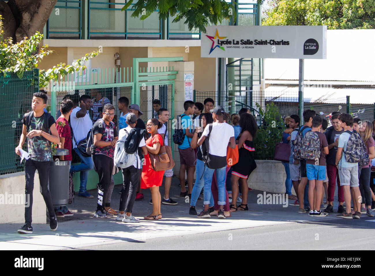 Lycee La Salle Saint-Charles High School, St Pierre, Isola di Reunion Foto Stock