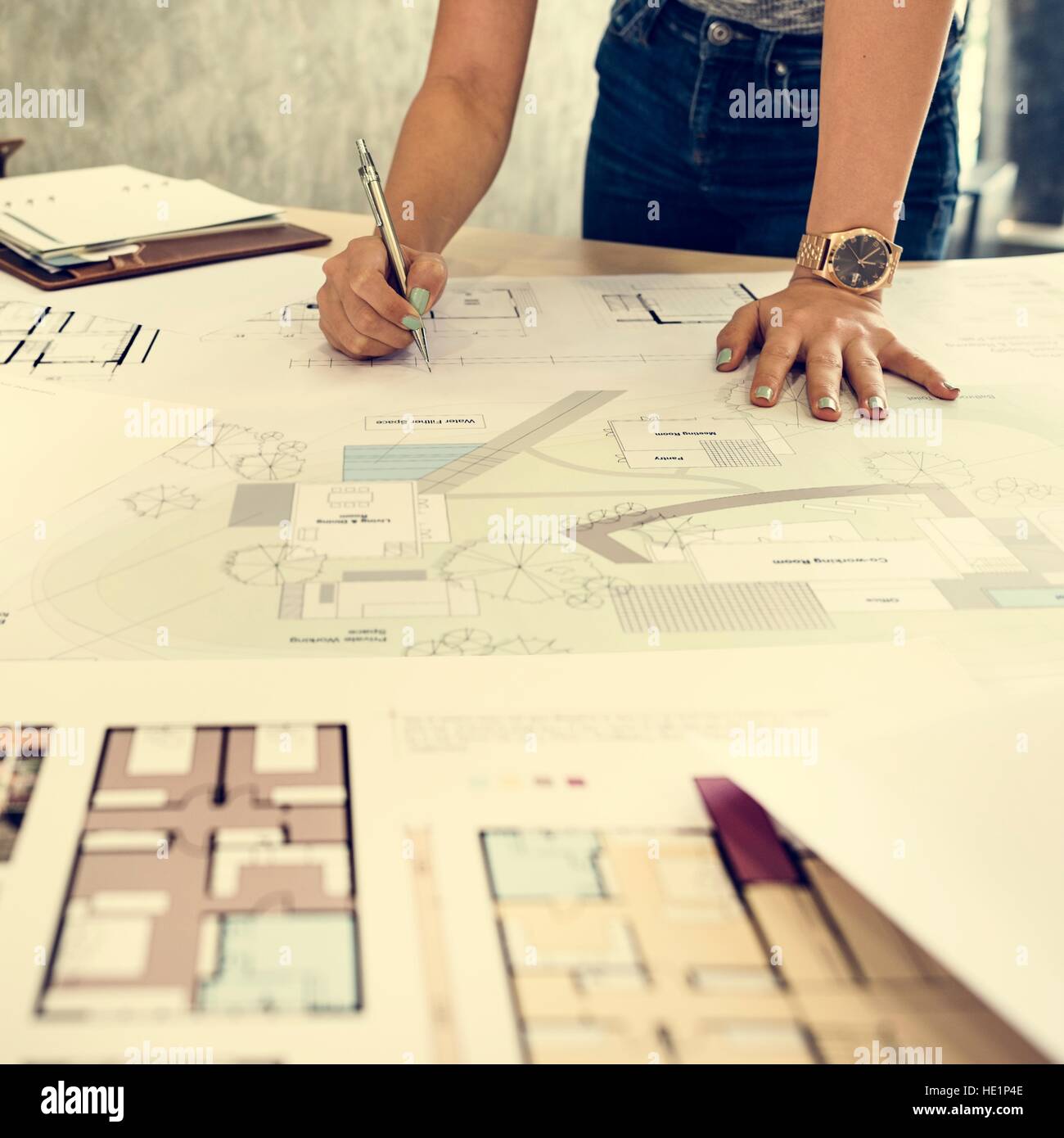 Design Studio Architetto occupazione creativa Blueprint Concept Foto Stock