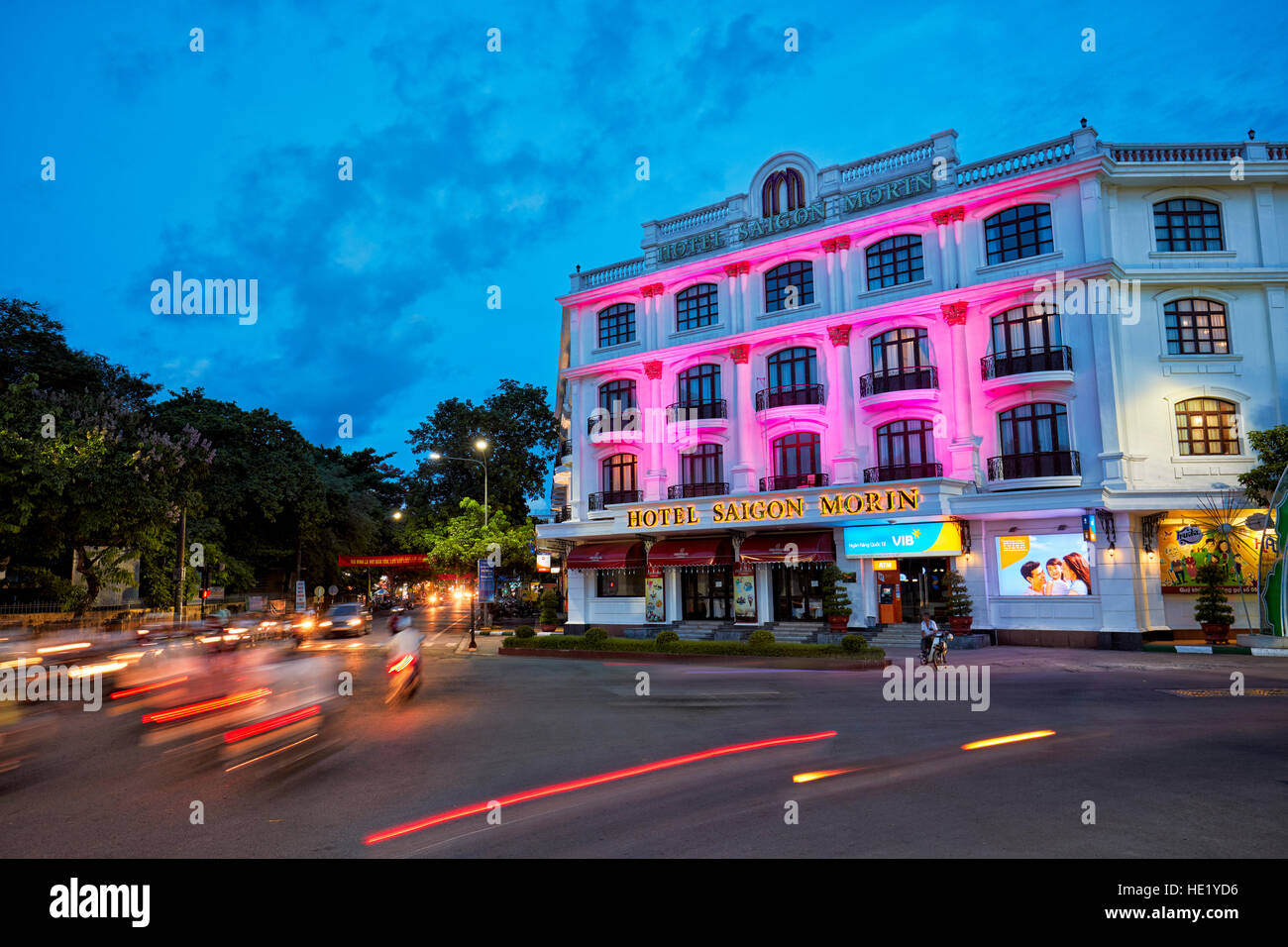Hotel Saigon Morin al crepuscolo. Tinta, Vietnam. Foto Stock