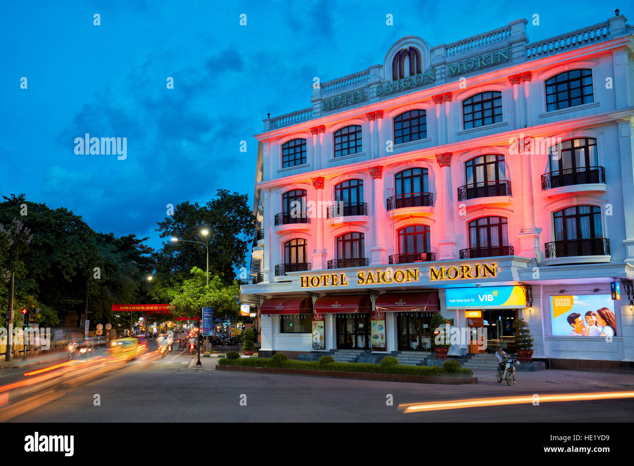 Hotel Saigon Morin al crepuscolo. Tinta, Vietnam. Foto Stock