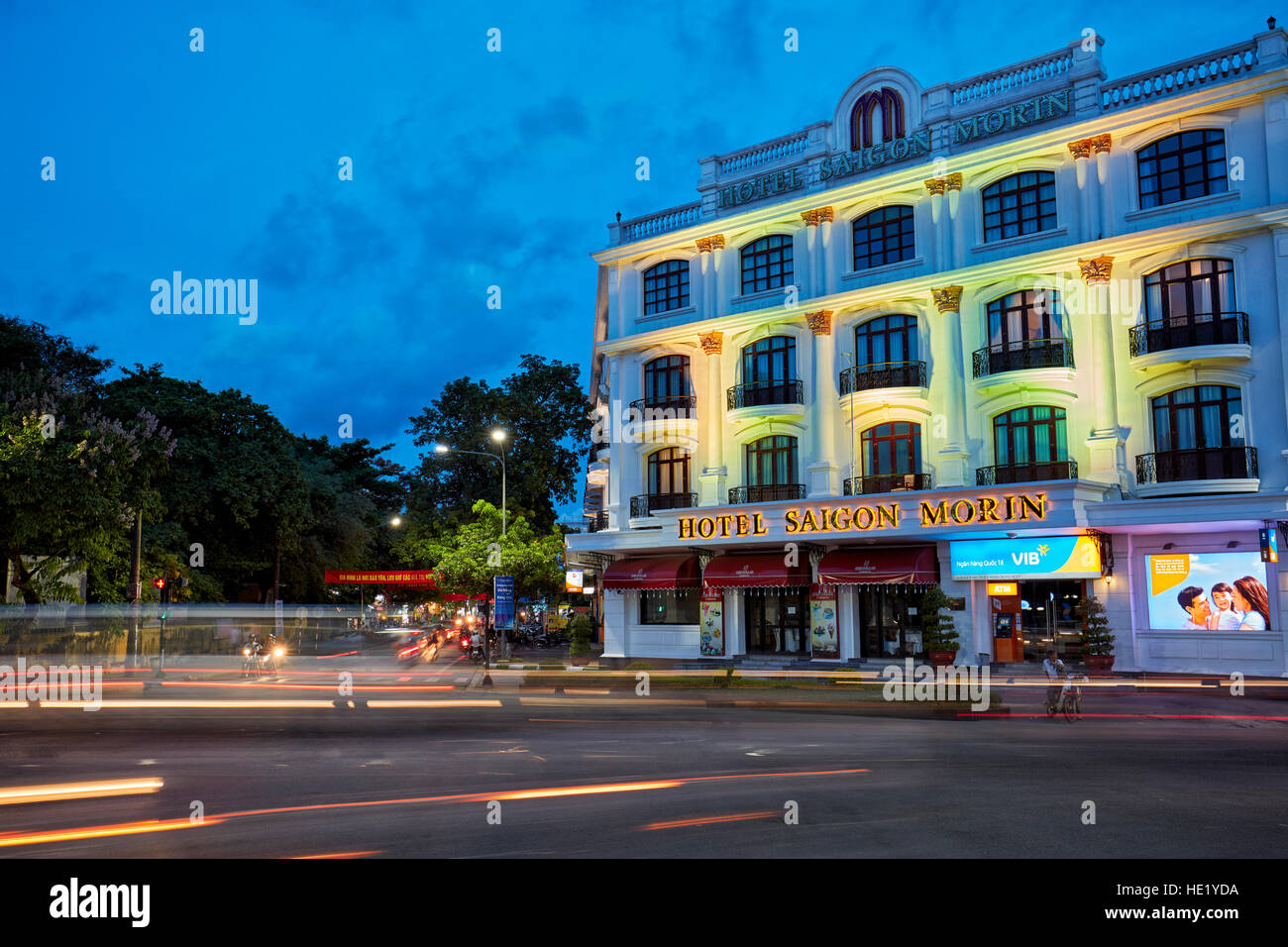Hotel Saigon Morin al crepuscolo. Tinta, Vietnam. Foto Stock