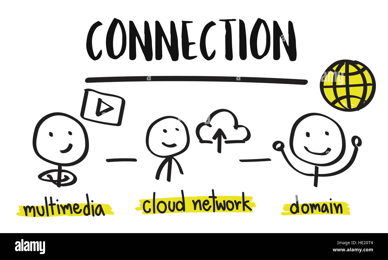 Connessione di comunicazione in rete di condividere concetto Foto Stock