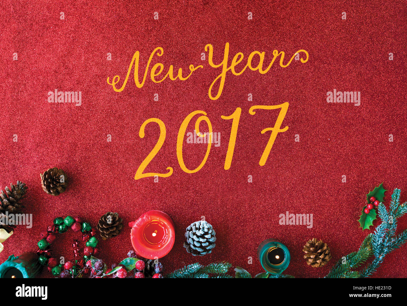 Cheers stagioni Saluto Anno Nuovo 2017 Foto Stock