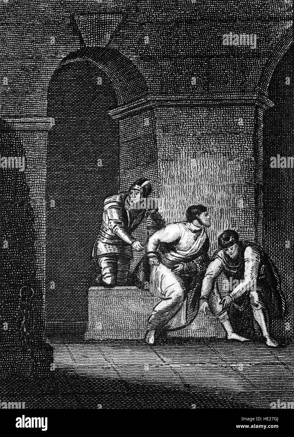 L'anarchia era una crisi di successione in Inghilterra che ha portato a una diffusa della ripartizione in legge e ordine. In 1141 il re Santo Stefano (1092 - 1154) fu catturato in seguito alla battaglia di Lincoln, da Robert di Gloucester e tenutosi a Bristol il Castello, tradizionalmente utilizzati per tenere alto lo stato prigioniero. Foto Stock