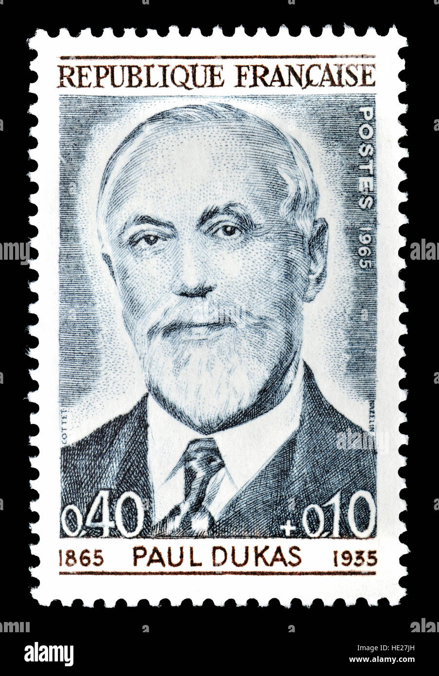 Il francese francobollo (1965) : Paul Abraham Dukas (1865 - 1935) Il compositore francese, critico, studioso e maestro. Foto Stock