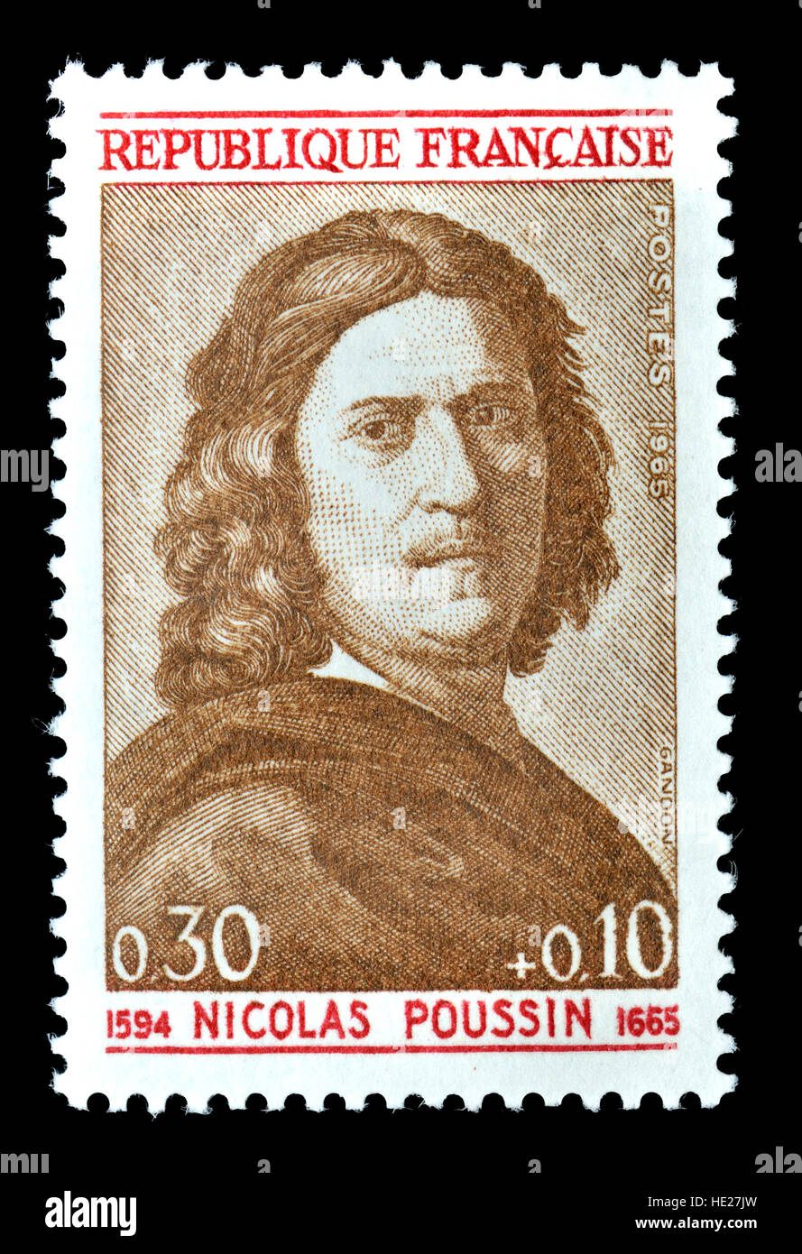Il francese francobollo (1965) : Nicolas Poussin (1594-1665) Pittore leader del classico stile barocco francese Foto Stock