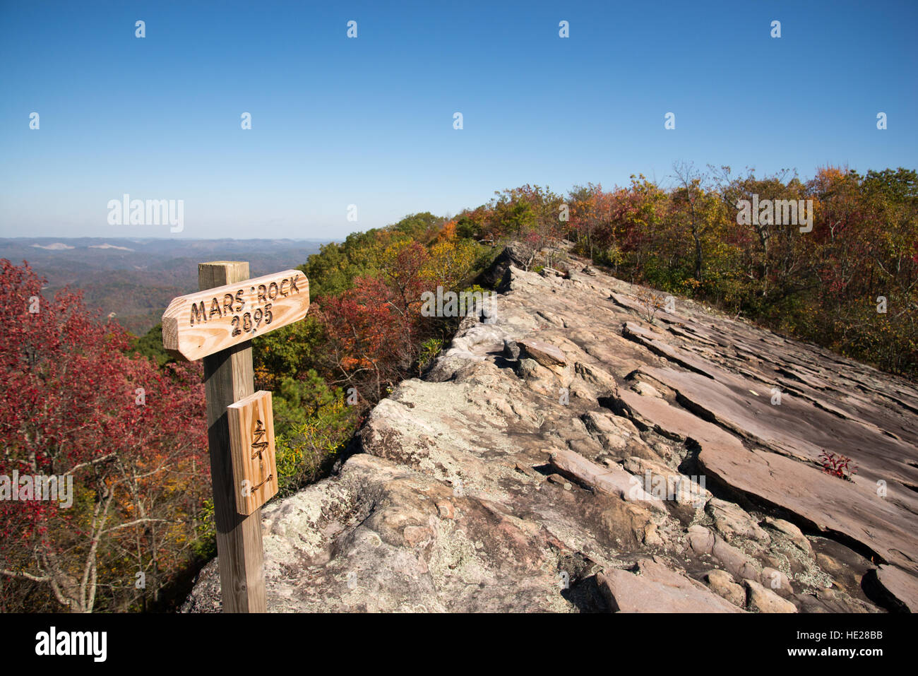 Mars Rock sulla cima della montagna di pino in Kentucky. Foto Stock