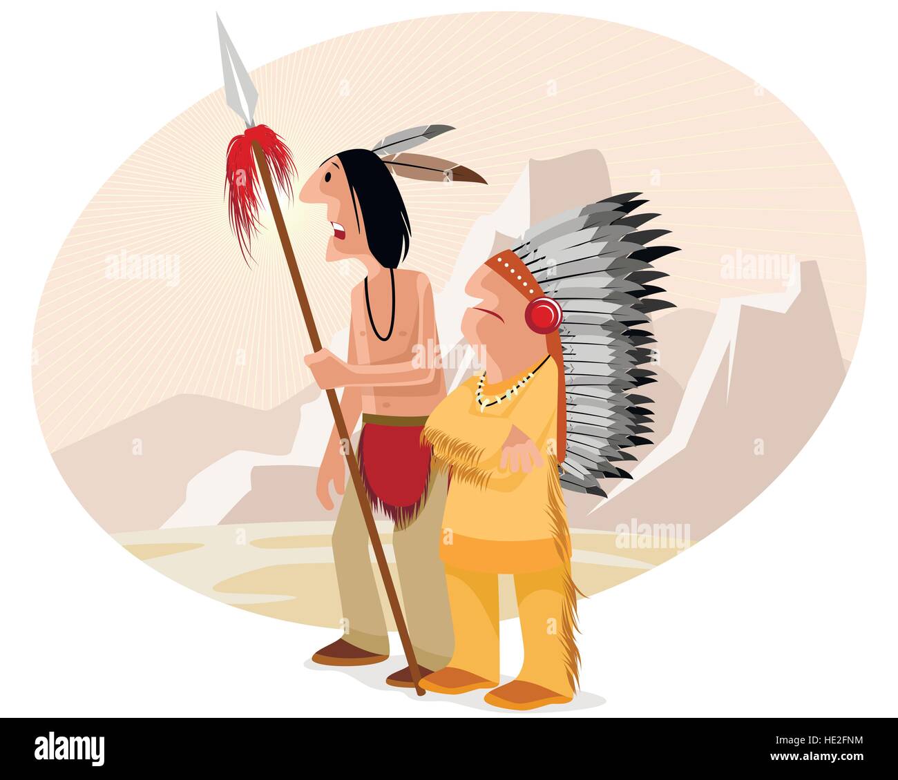 Illustrazione vettoriale di un indiano e capo Illustrazione Vettoriale