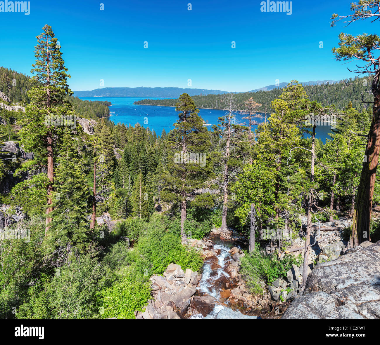 Emerald Bay Lake Tahoe, Sierra Nevada, in California Foto Stock