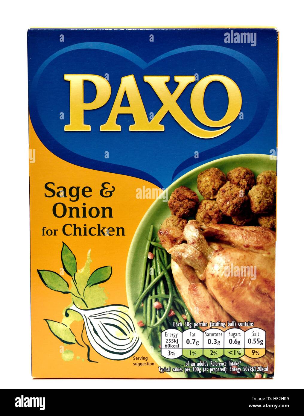 Paxo salvia e cipolla ripieno per pollo Foto Stock