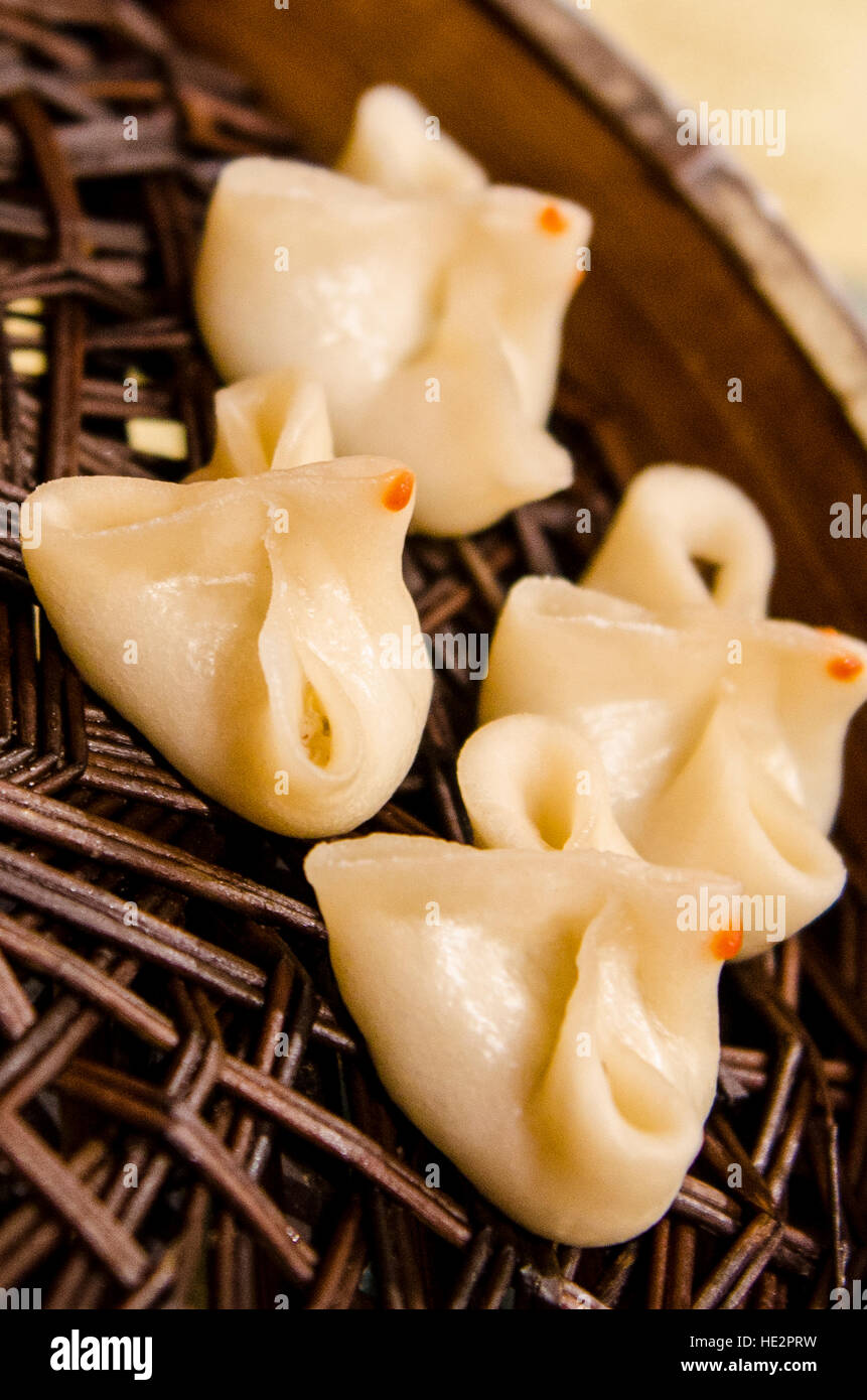 Lo Spettacolo della Dinastia Tang cena cucina gnocchi di patate alimentari dim sum Xian, Cina. Foto Stock