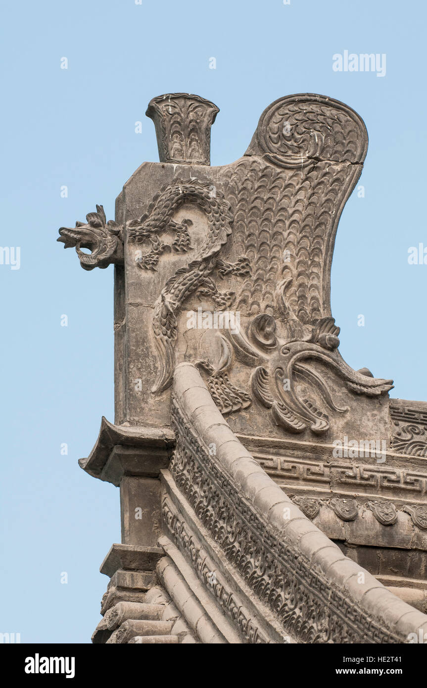 Dettagli decorativi presso la Pagoda dell'Oca Selvaggia, Xian, Cina. Foto Stock