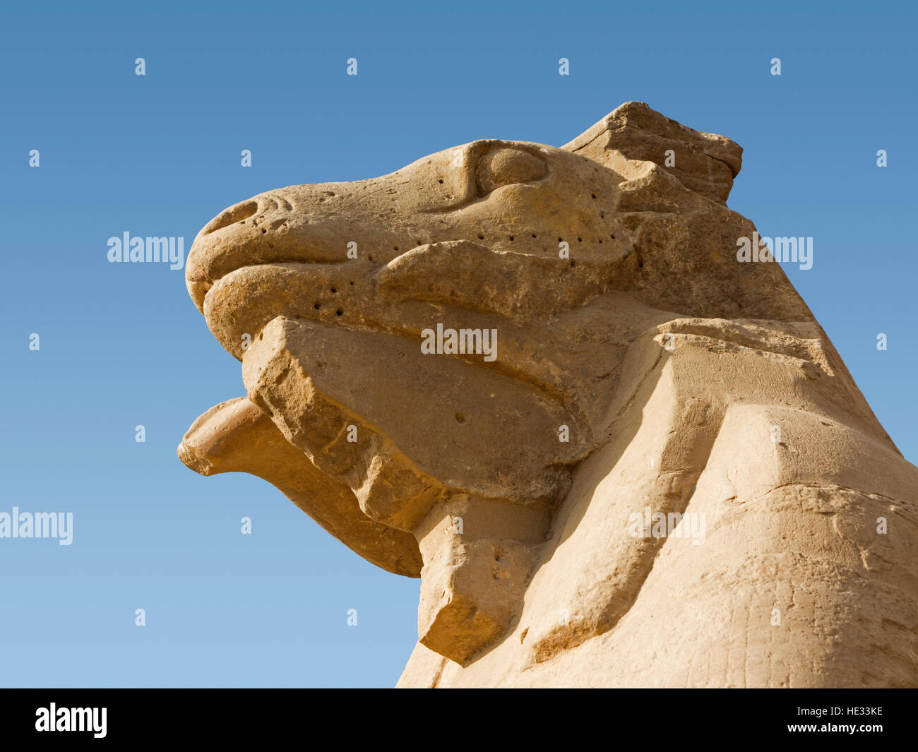 Tutankhamon Avenue di Sphinx che conduce dal decimo pilone del Tempio di Karnak al tempio di Mut a Luxor, Egitto, Nord Africa Foto Stock