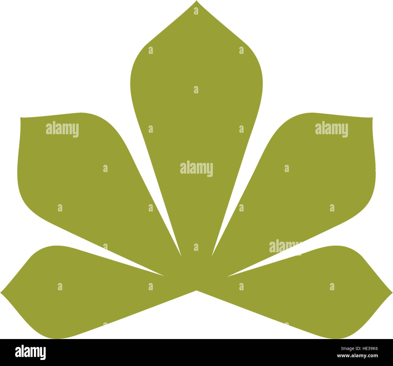 Abstract isolata verde piatta logo a colori. Castagno foglie su sfondo bianco illustrazione vettoriale. Elemento di natura logotipo. Illustrazione Vettoriale