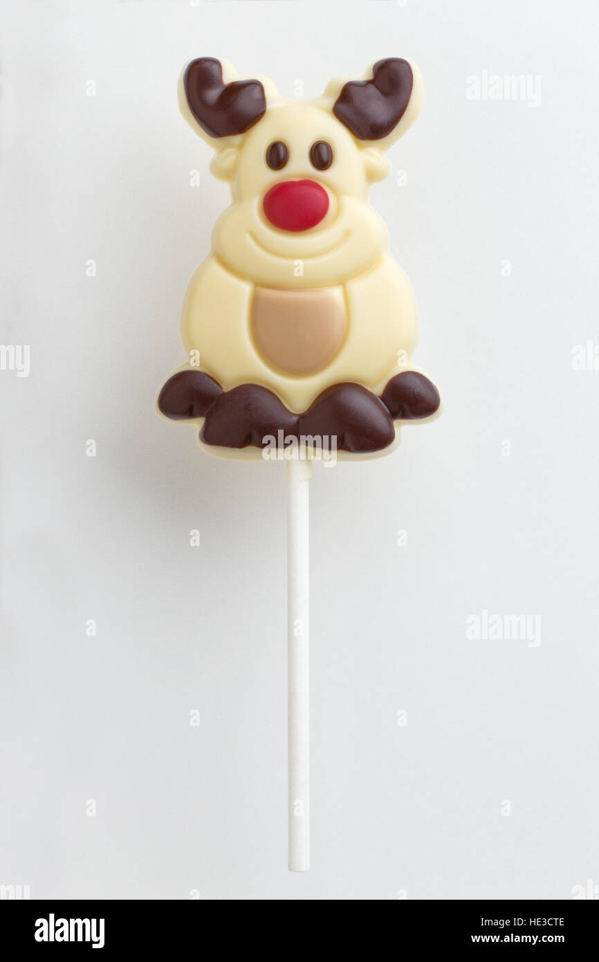 Natale lecca-lecca di cioccolato a forma di renne Foto Stock