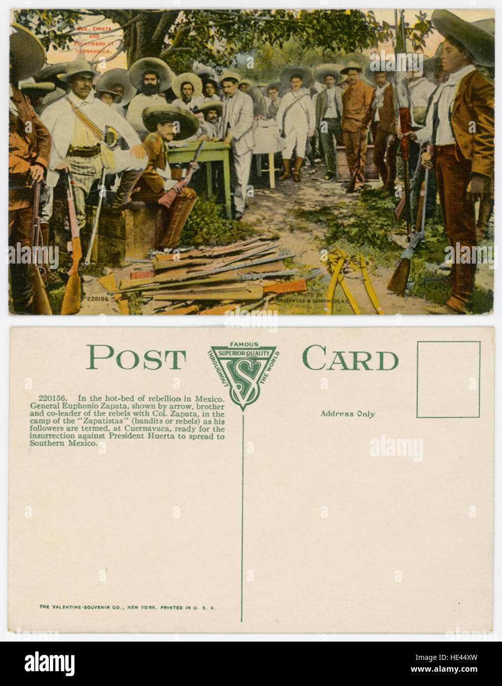Una fotografia storica raffigurante il generale Emiliano Zapata e i suoi seguaci a Cuernavaca durante la rivoluzione messicana, illustrando la lotta armata per la riforma agraria e la giustizia sociale. Foto Stock Una fotografia storica raffigurante il generale Emiliano Zapata e i suoi seguaci a Cuernavaca durante la rivoluzione messicana, illustrando la lotta armata per la riforma agraria e la giustizia sociale. Foto Stock