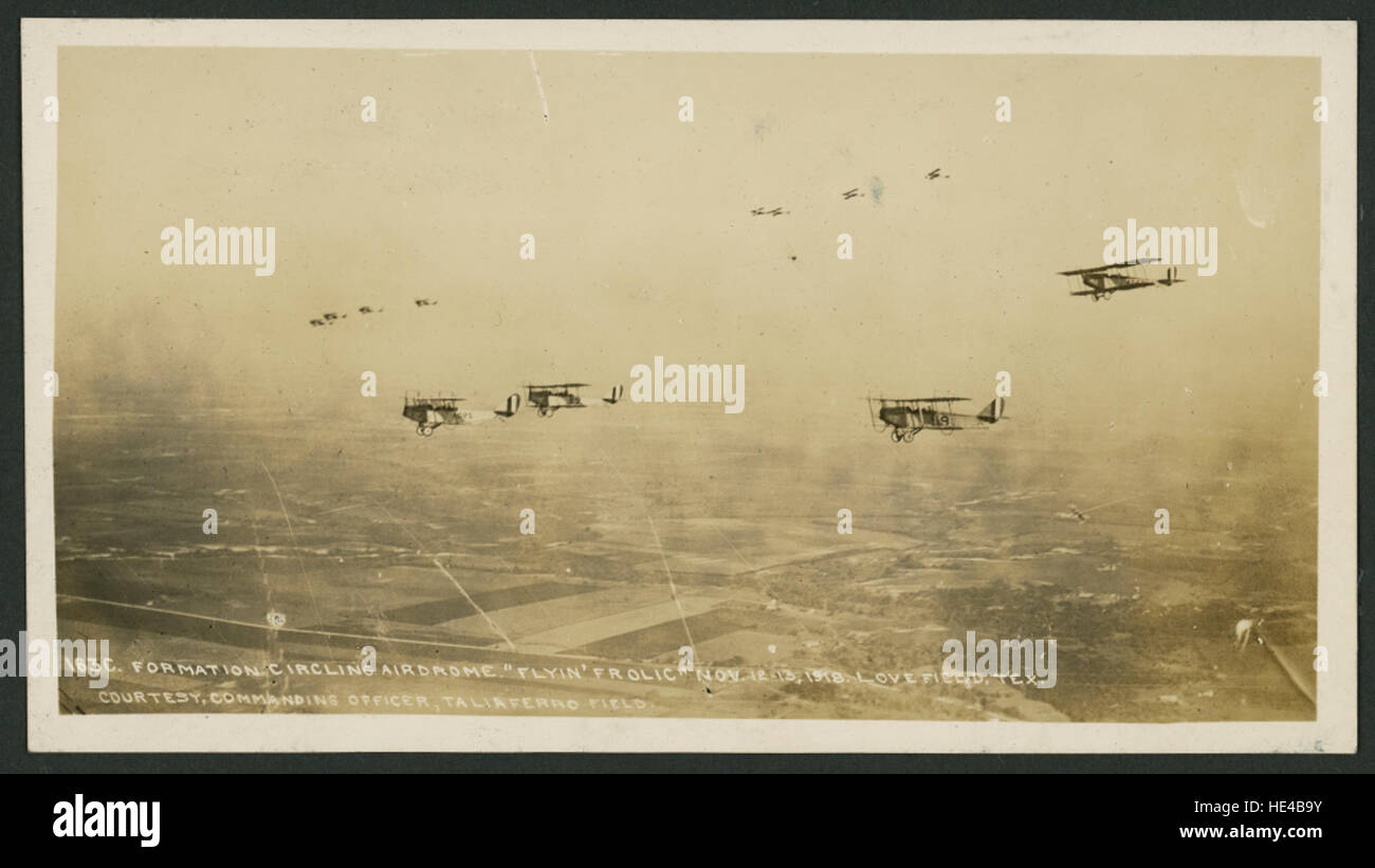 Formazione volteggiare Airdrome 'Flyin' Frolic' 12-13 Nov, 1918 Love Field, Foto Stock