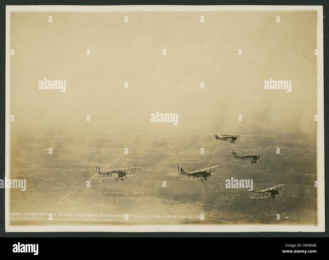 Formazione su Airdrome 'Flyin' Frolic' Nov, 12-13, 1918 Love Field, Foto Stock