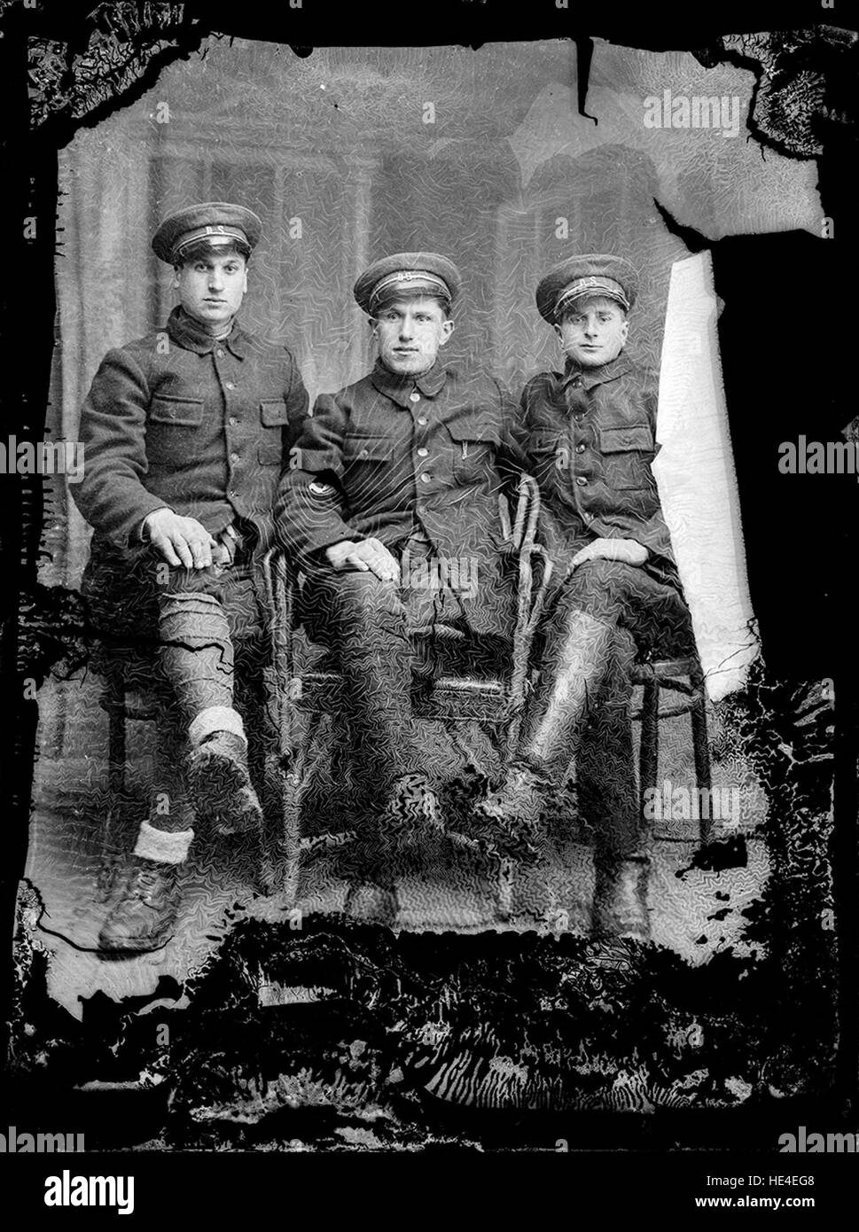 Tre soldati, Archivio Costica Acsinte, lastra di vetro Foto Stock