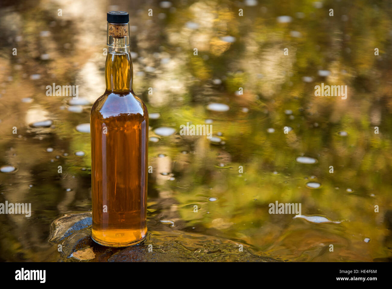 Bottiglia di whiskey al malto da un altopiano di fiume, Scozia. Regno Unito Foto Stock