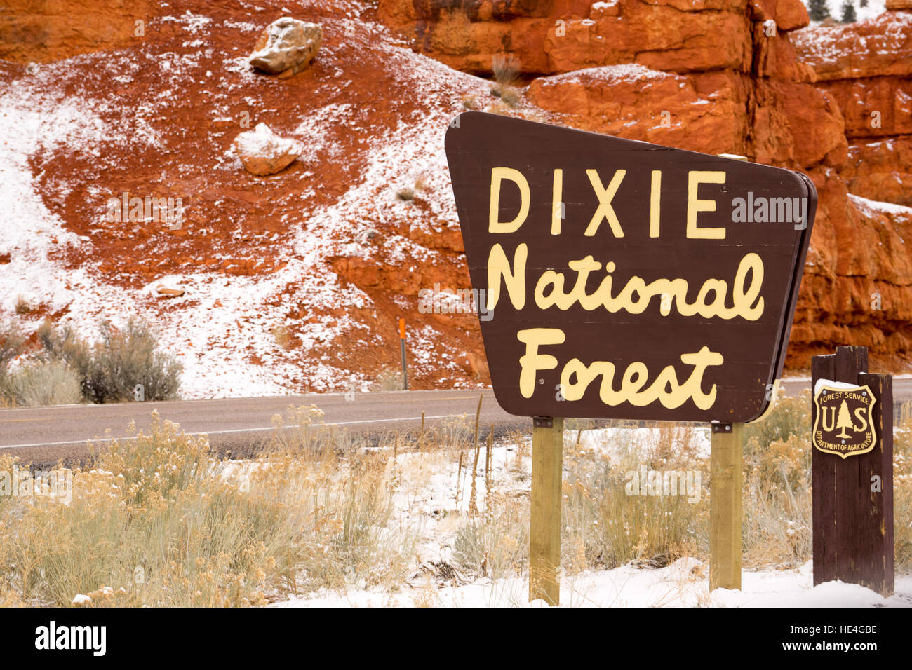 Carreggiata Dixie National Forest segno USA Utah Foto Stock