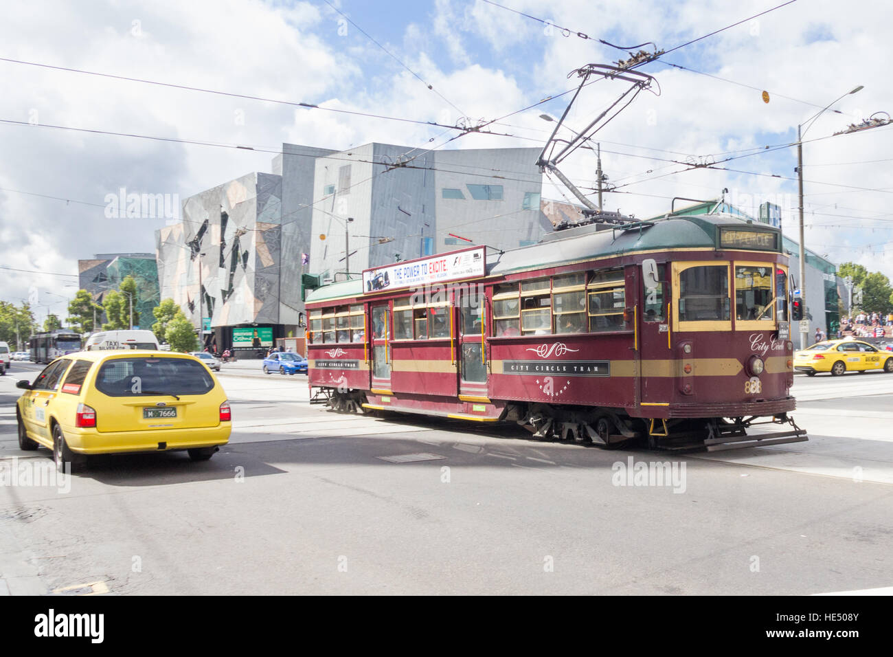City Circle Tram in Federation Square, Melbourne, Victoria, Australia Foto Stock