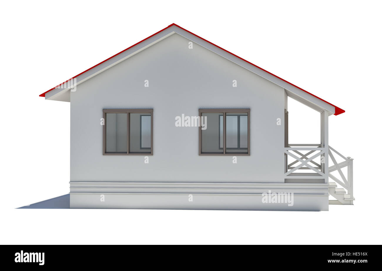 Una piccola casa con un tetto rosso Foto Stock
