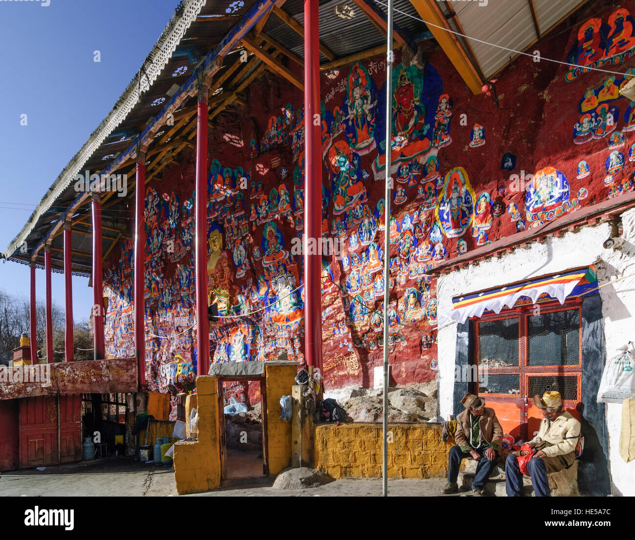 Lhasa: Mount Chagpo Ri; le incisioni rupestri, Tibet, Cina Foto Stock