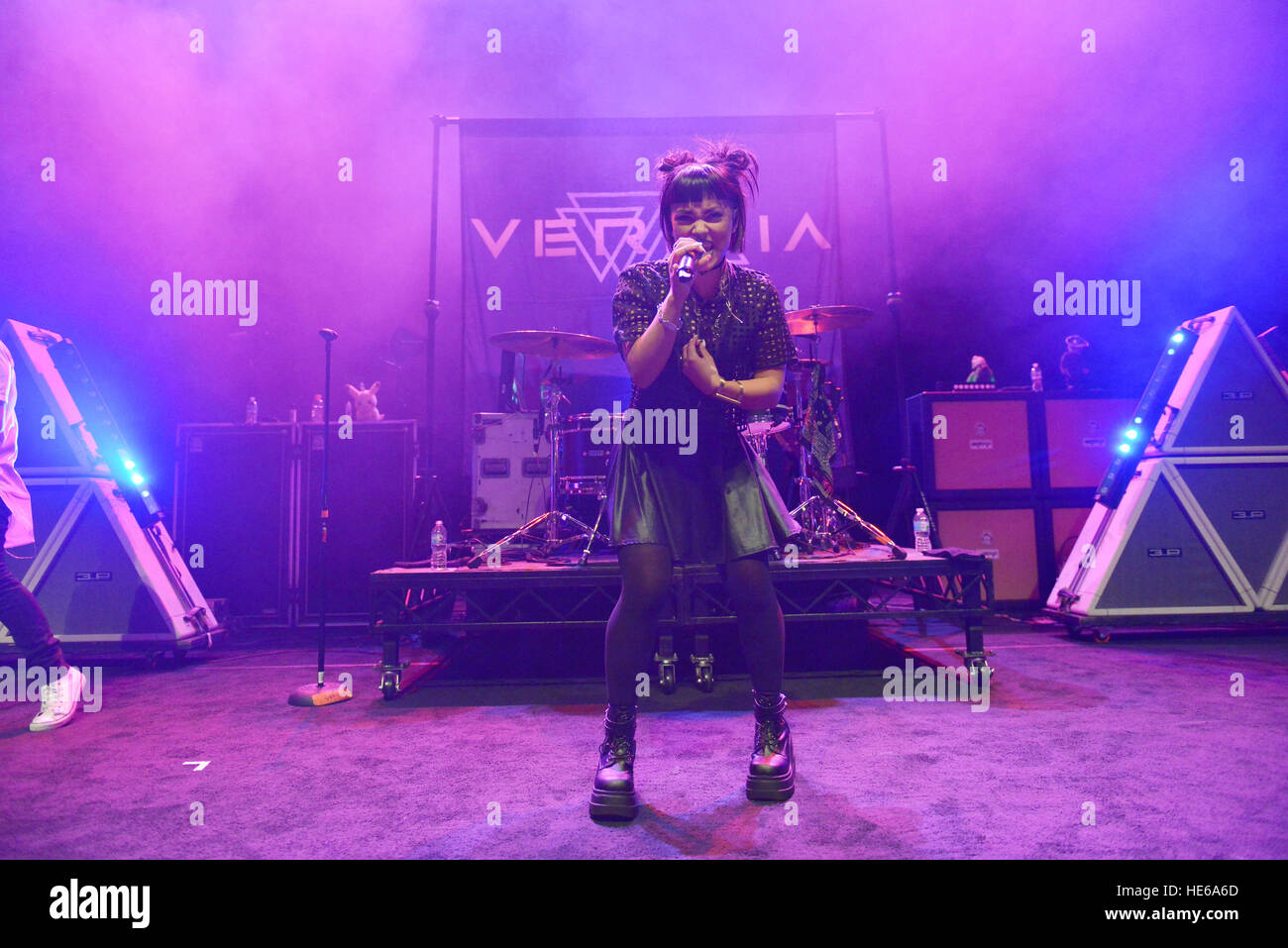 Evanescenza e VERIDIA eseguire sul palco at Fillmore con: Sara Jakoub dove: Miami Beach, Florida, Stati Uniti quando: 14 Nov 2016 Foto Stock