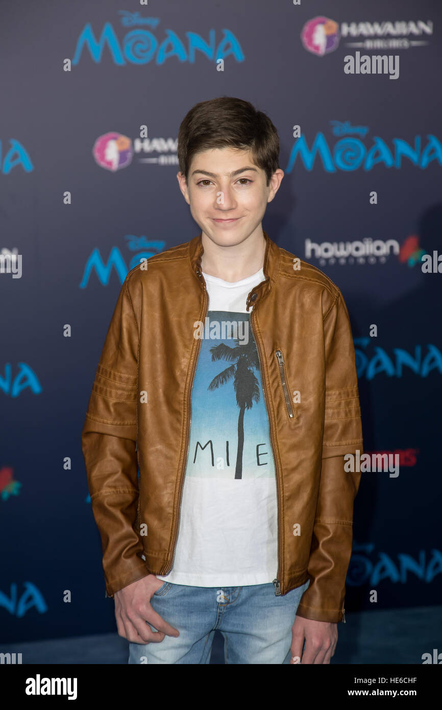 Mason Cook partecipando alla premiere di Disney's 'Moana,' durante l'AFI FEST 2016 presentato da Audi, tenutosi a El Capitan Theater di Hollywood, in California. Dotato di: Mason Cook dove: Los Angeles, California, Stati Uniti quando: 14 Nov 2016 Foto Stock