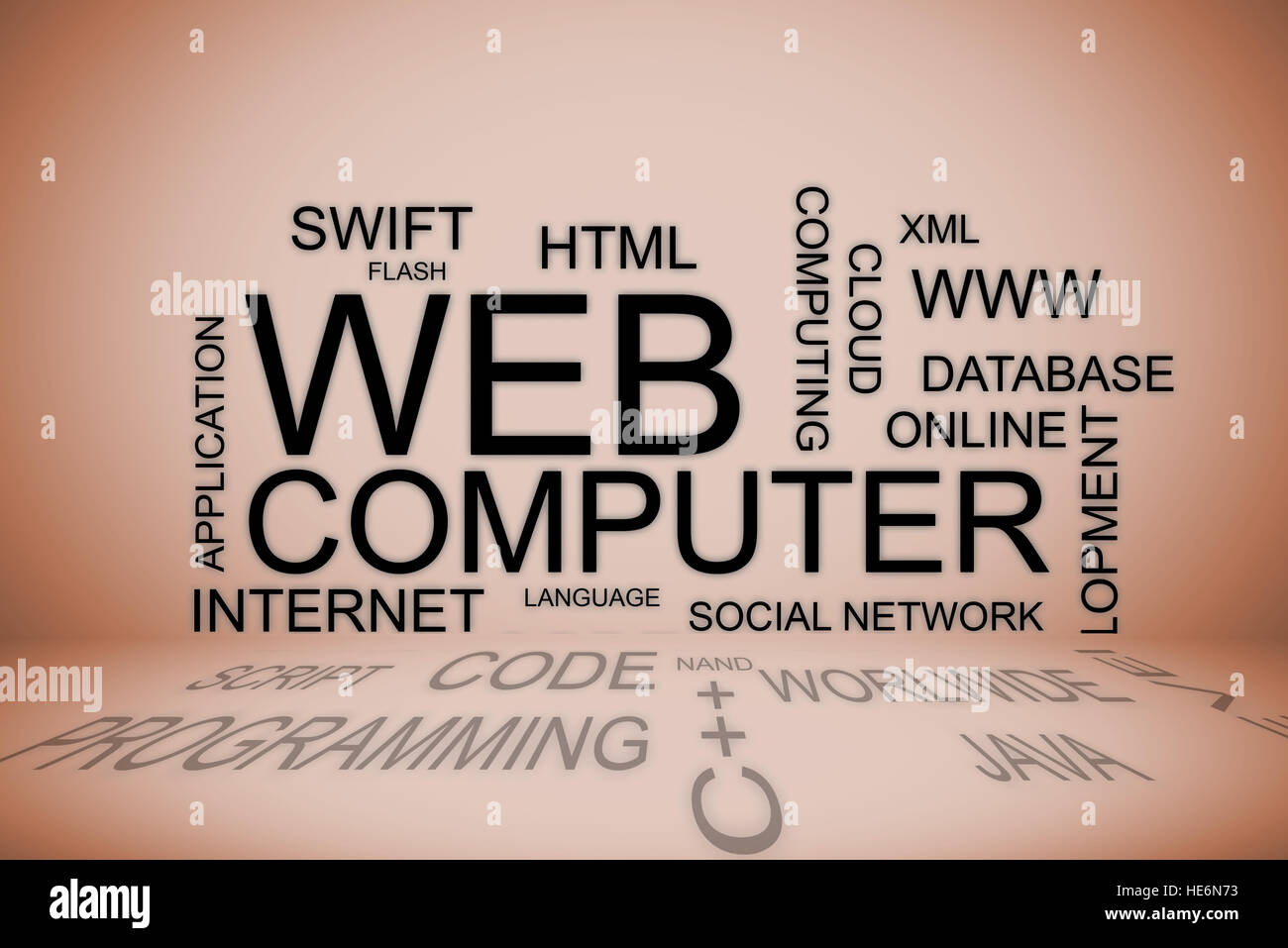 Un concetto di sviluppo web inclusi Linguaggi di programmazione Foto Stock