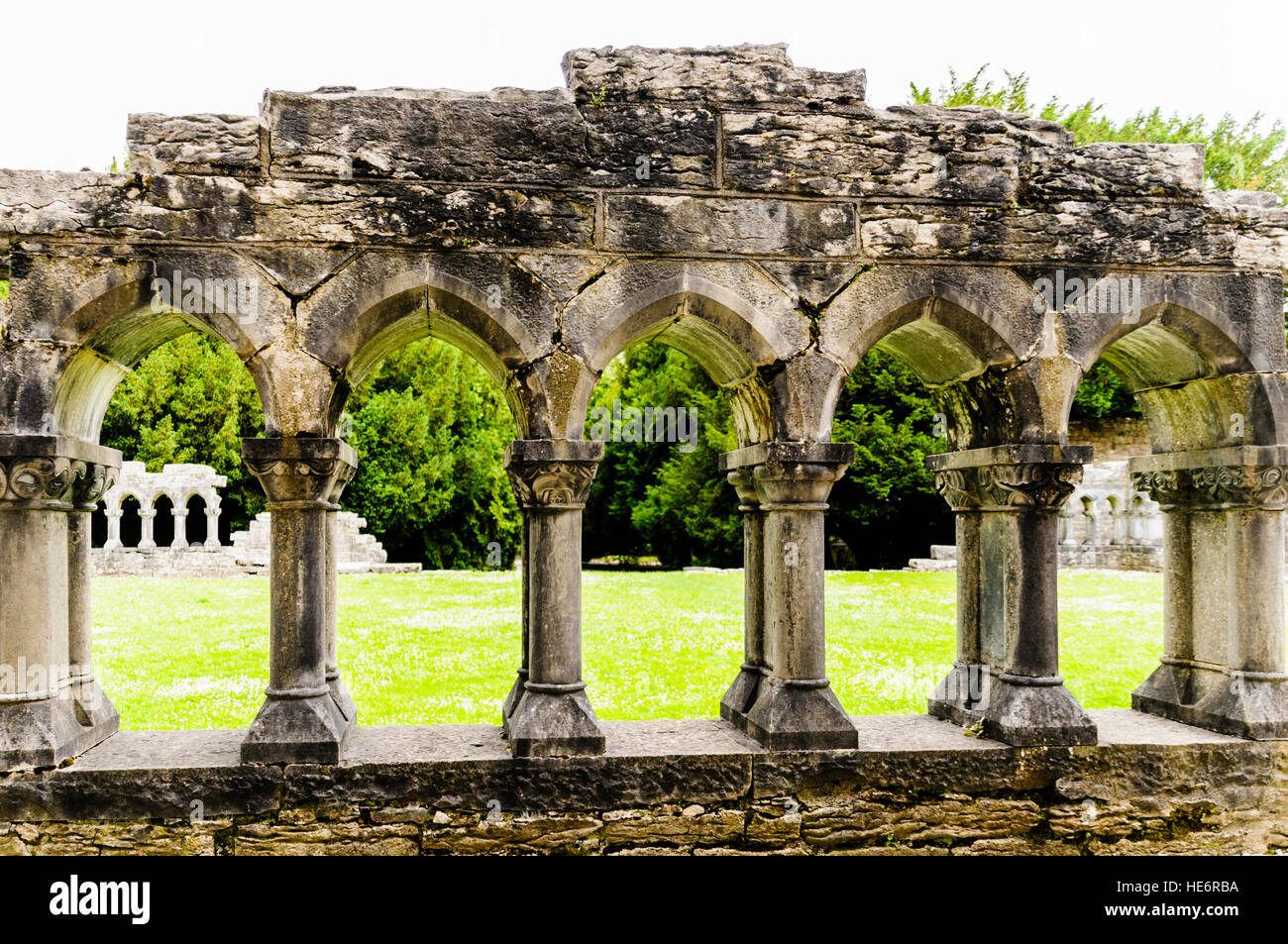 Le rovine di una cancelleria all Abbazia di Cong, Irlanda Foto Stock