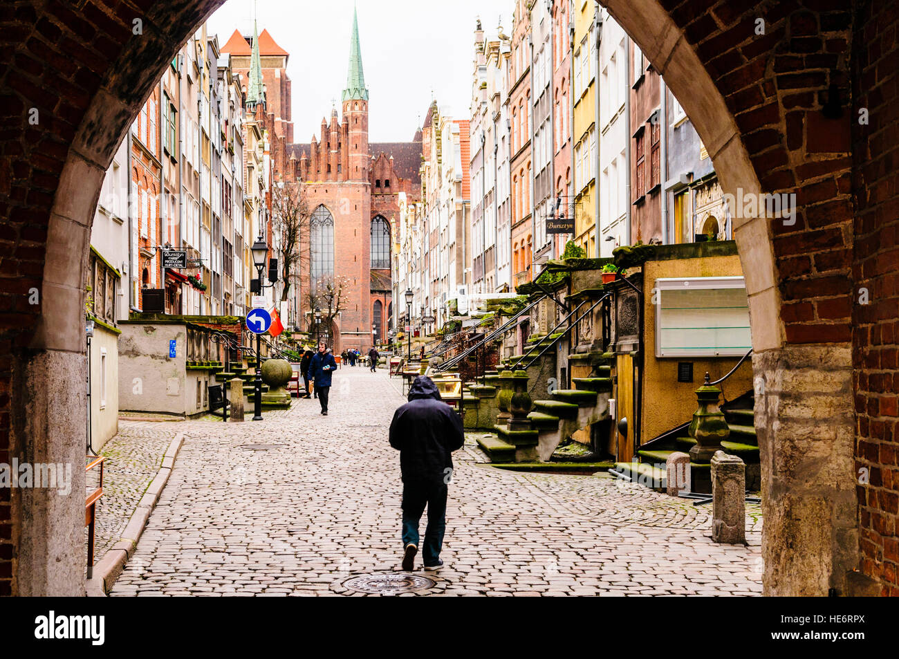 Mariacka Ulica in Gdansk, famosa per i suoi gioielli in ambra negozi. Foto Stock