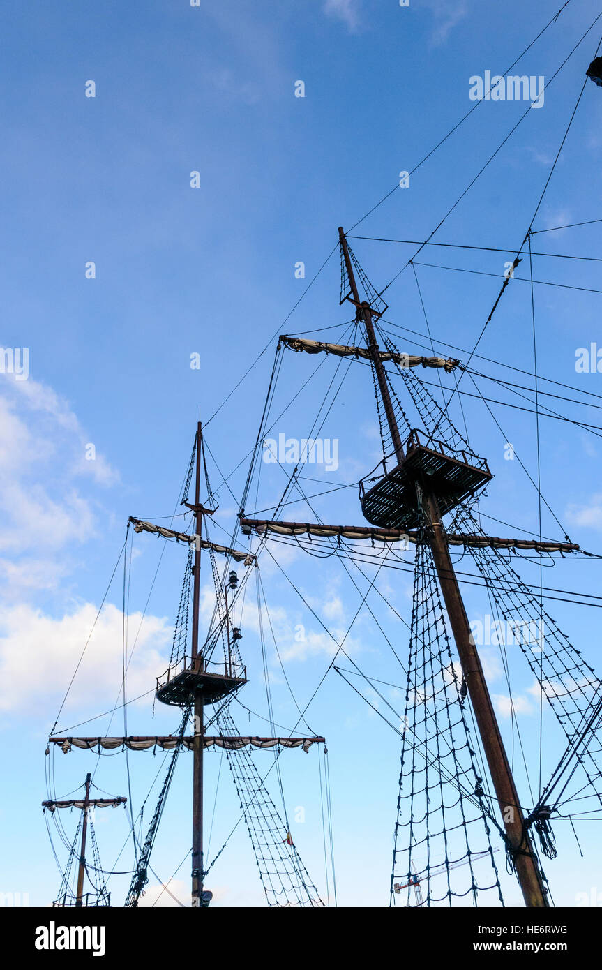 La nave dei pirati sul fiume Motława, Gdansk, Polonia Foto Stock