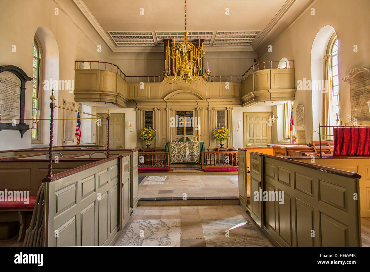 Chiesa Bruton Parish a Williamsburg, Virginia risale al XVII secolo e aperto nel 1715 sul suo sito attuale. Foto Stock