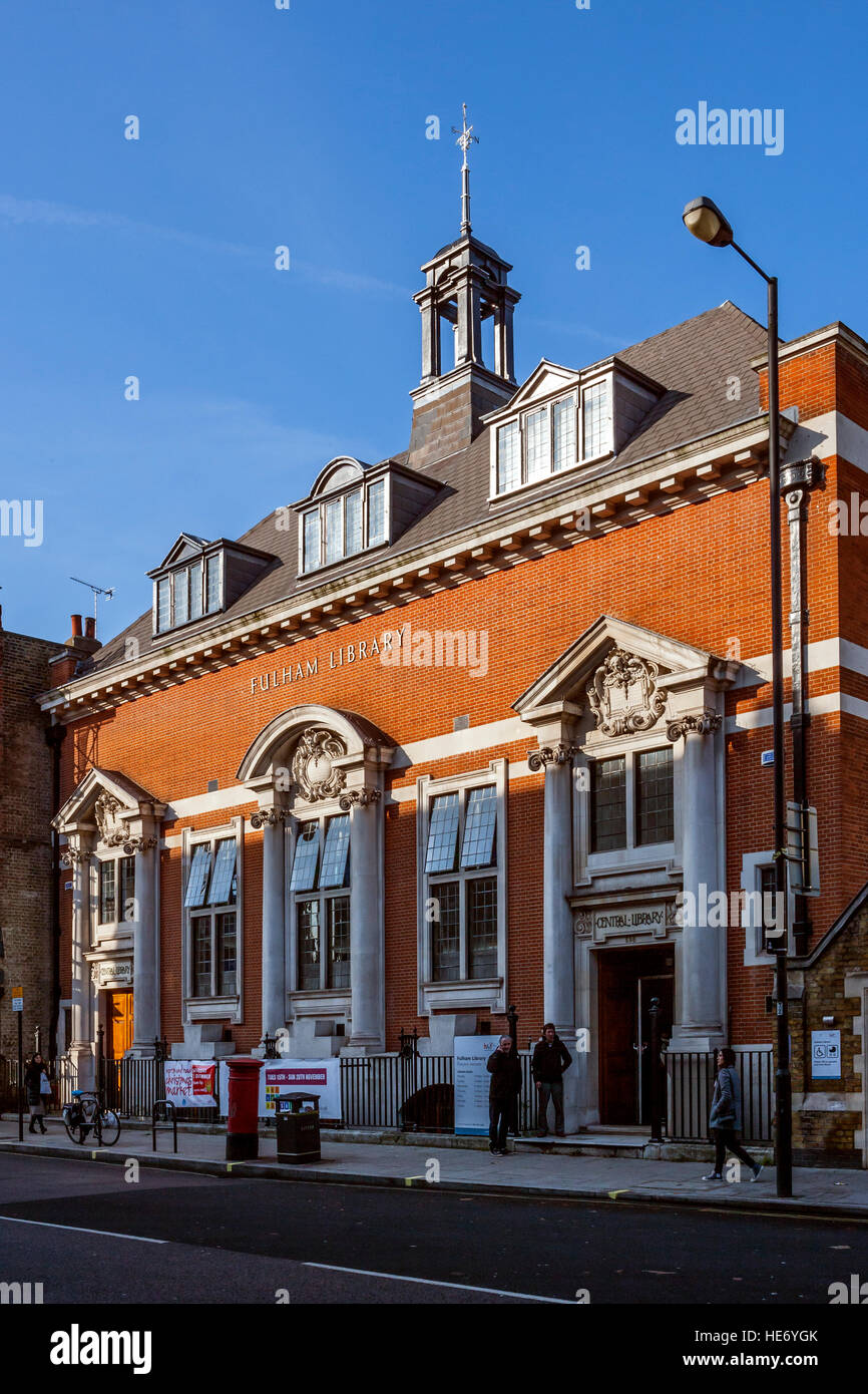 Fulham biblioteca, Fulham Road, Fulham, Londra Foto Stock