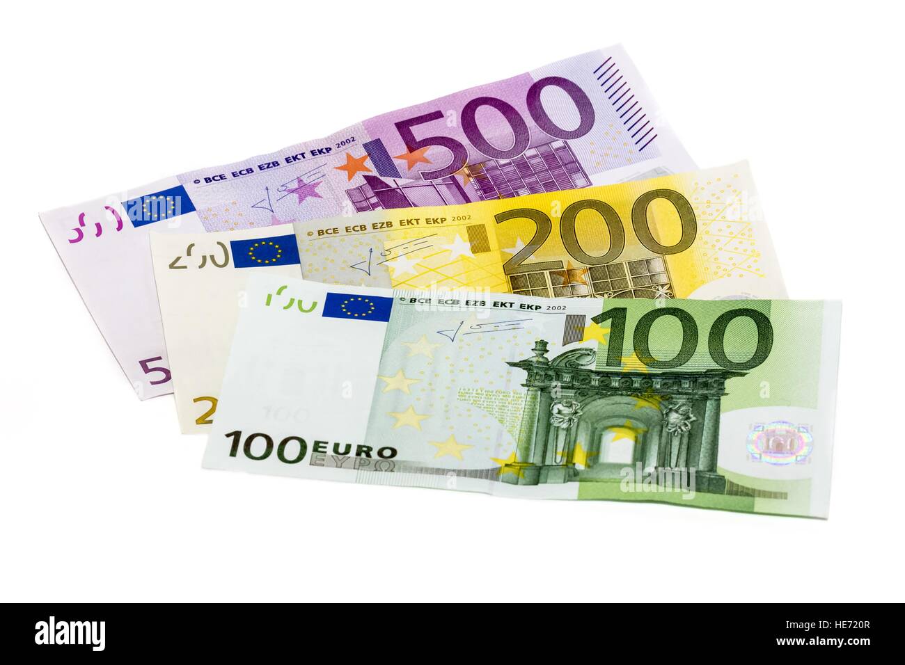 Pila isolata soldi tre banconote 100 200 500 800 euro. Perfetto per  illustrare ad esempio ricchezza, lotteria premi o crisi bancarie. Qual è il  tuo sogno Foto stock - Alamy