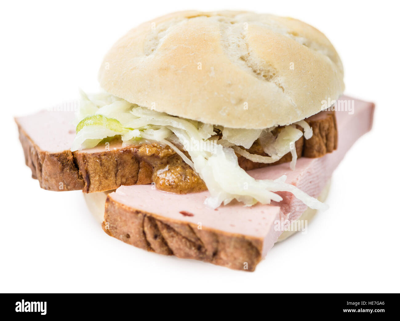 Polpettone isolati su sfondo bianco (messa a fuoco selettiva; close-up shot) Foto Stock